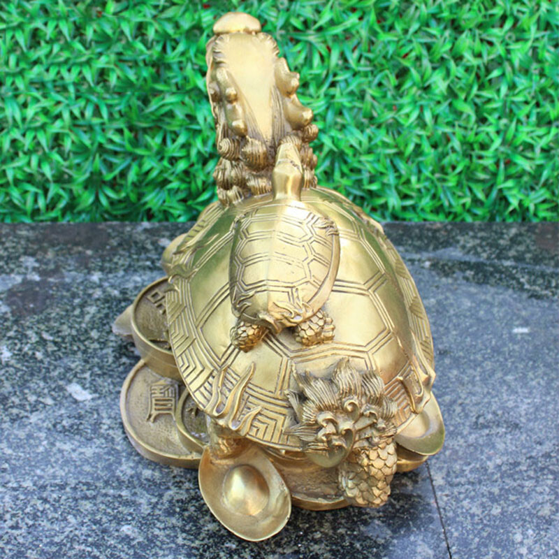 銅龍龜擺件 黃背小龜龍龜家居飾品，開業與工藝禮品的完美融合
